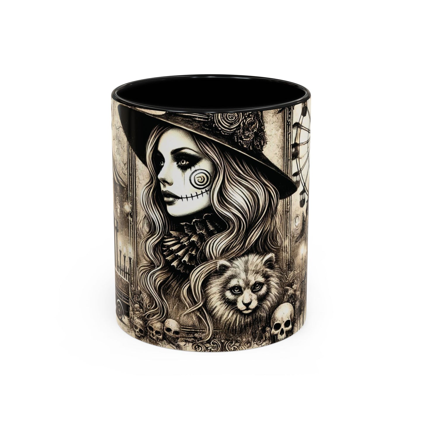 Creepy Circus Witch Mug | Vintage Halloween Accent Coffee Mug (11oz/15oz)