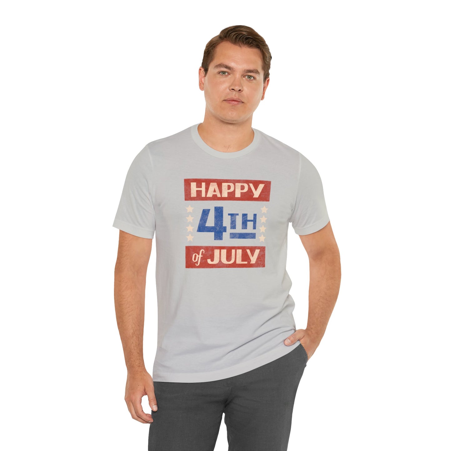 Happy 4th / Land of the Free Tee – Dual-Sided Print – Unisex Bella + Canvas Jersey T-Shirt