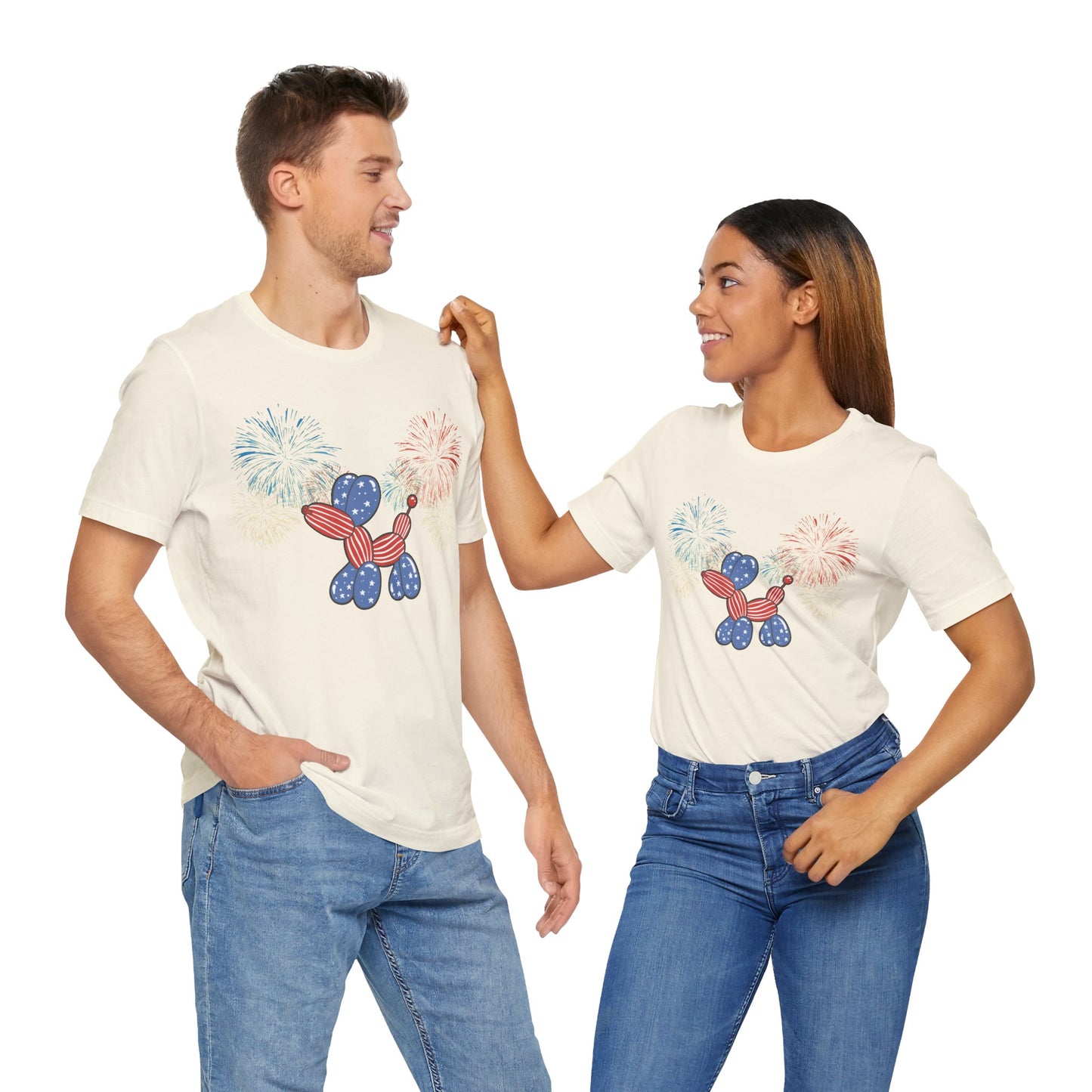Patriotic Balloon Animal Tee, Fourth of July Shirt, Independence Day Apparel, Fireworks Unisex T-shirt, Bella + Canvas