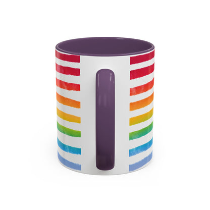🌈 Bold Rainbow Stripes Pride Mug | 11oz/15oz | Purple Accent