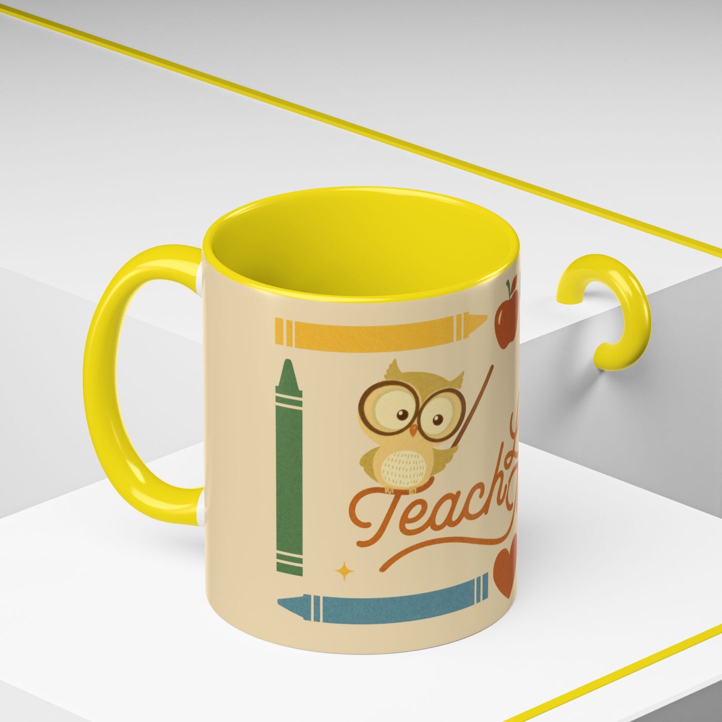 Teach Love Inspire Color Accent Mug (11oz/15oz) – Teacher Gift • Back to School • Durable Ceramic, Dishwasher & Microwave Safe