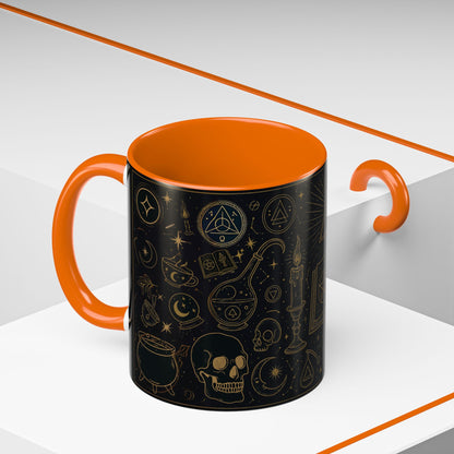 Witchy Aesthetic Coffee Mug – 15oz Black & Purple Ceramic with Occult Symbols – Goth Kitchen Decor, Halloween Gift Idea - 11oz/15oz