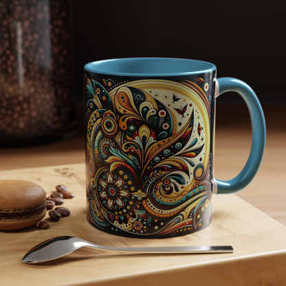 ☕️ Accent Coffee Mug (11, 15oz) – Beautiful Boho Style Graphic 🌿