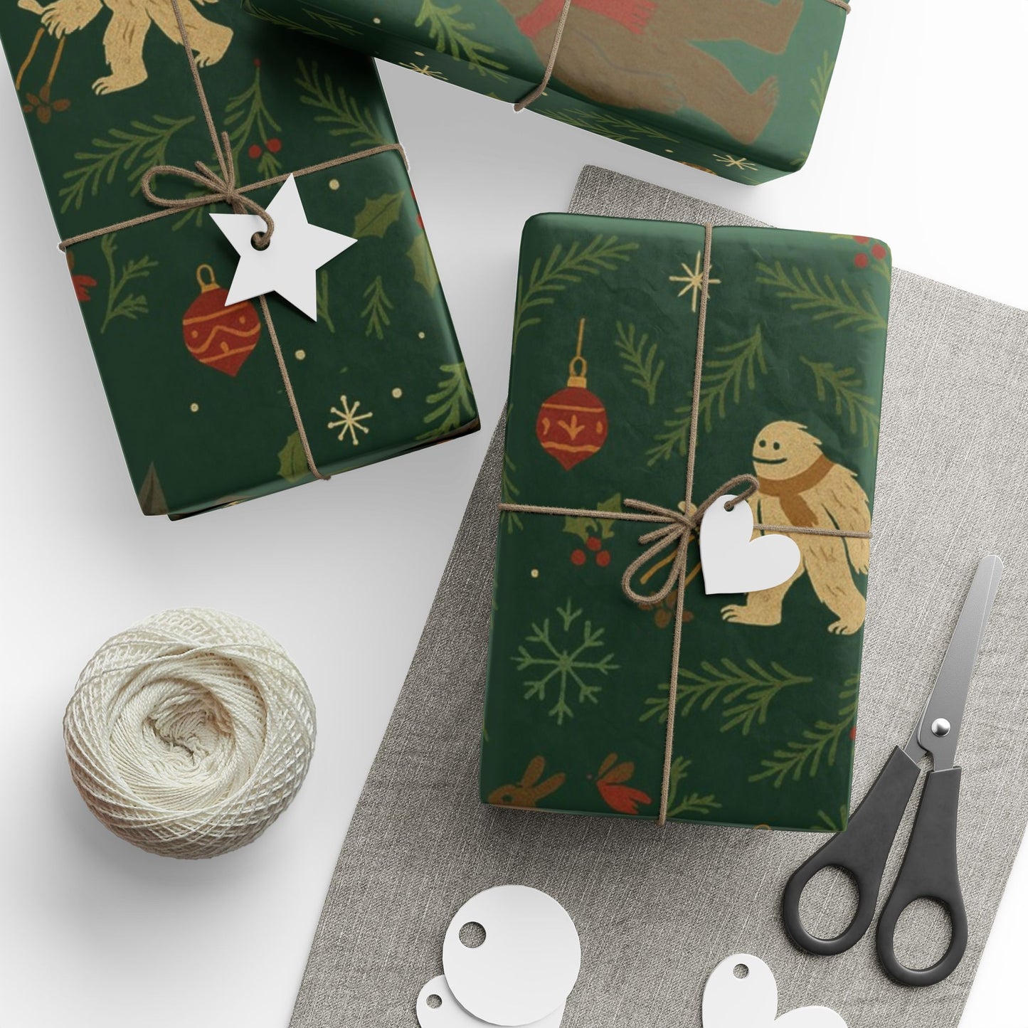 Cryptid Christmas Parade – Luxury Holiday Wrapping Paper, Folk-Art Bigfoot & Mothman Gift Wrap, 30" Roll (Matte/Gloss)