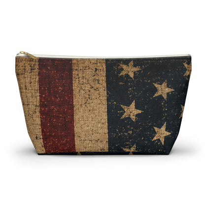 Vintage American Flag Accessory Pouch Pencil Pouch Makeup