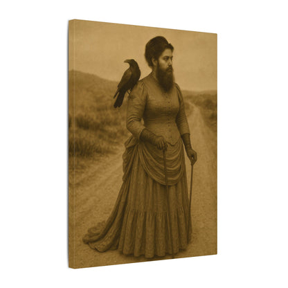 Bearded Lady with Crow – Matte Canvas Print (Gallery-Wrapped) 0.75"