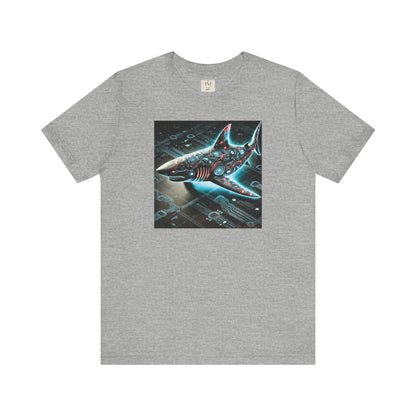 Cyber Shark Unisex Jersey Tee - Futuristic Ocean Design Tech T-Shirt