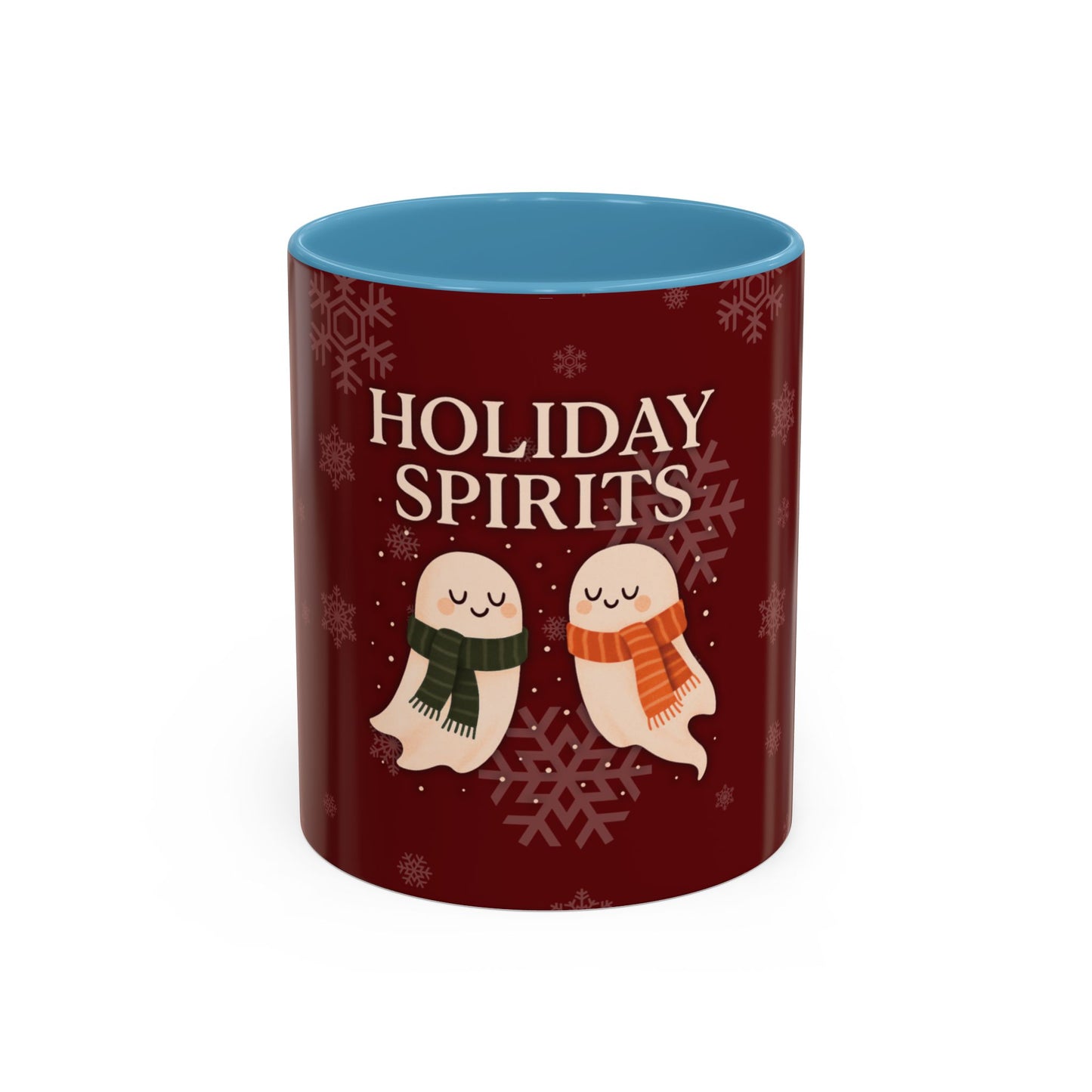 Holiday Spirits Ghost Mug – Cute Christmas Coffee Cup (11oz & 15oz, High-Gloss Accent Colors)