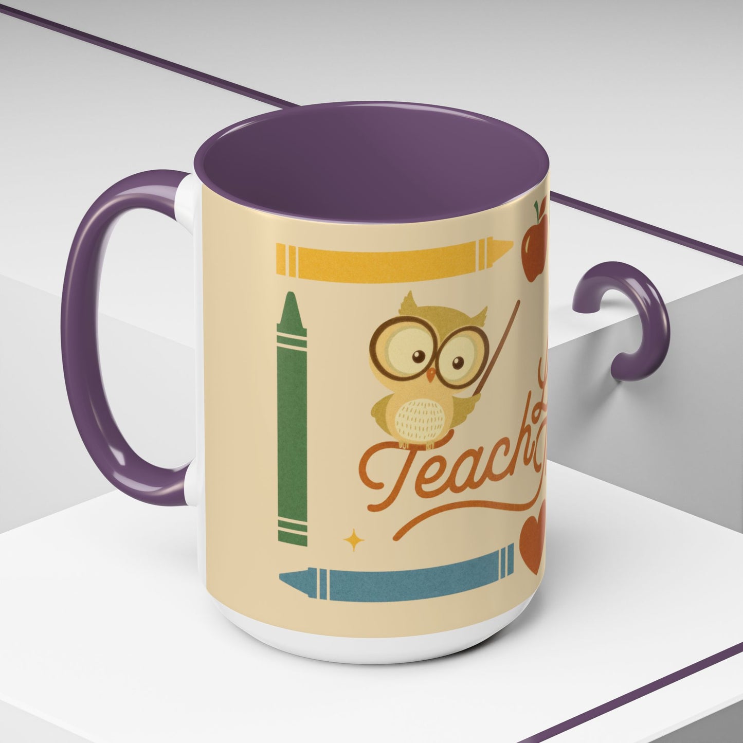 Teach Love Inspire Color Accent Mug (11oz/15oz) – Teacher Gift • Back to School • Durable Ceramic, Dishwasher & Microwave Safe
