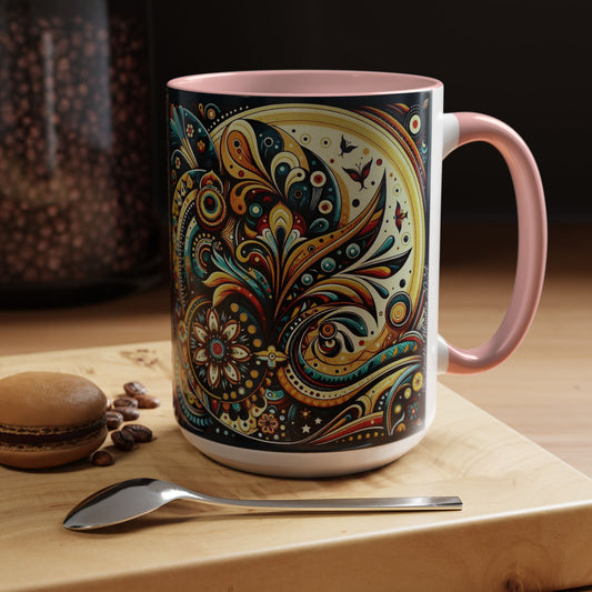 ☕️ Accent Coffee Mug (11, 15oz) – Beautiful Boho Style Graphic 🌿