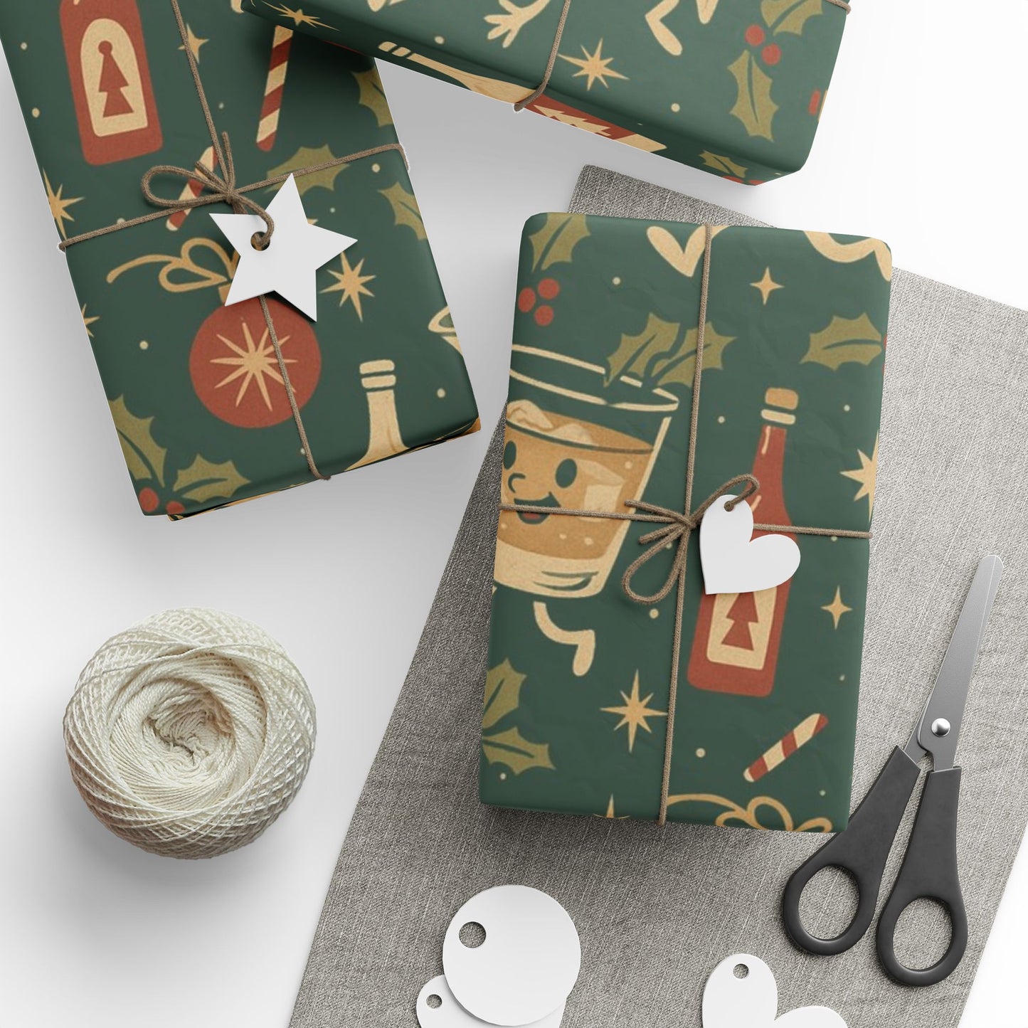 Vintage Holiday Drinks – Luxury Wrapping Paper, Retro Bar-Cart Gift Wrap, 30" Roll (Matte/Gloss)