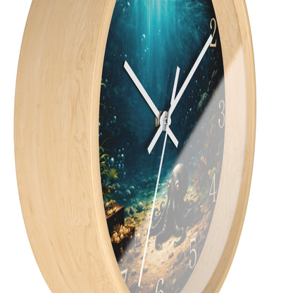 Octopus Ocean Wall Clock – Deep Sea Nautical 10" Decor