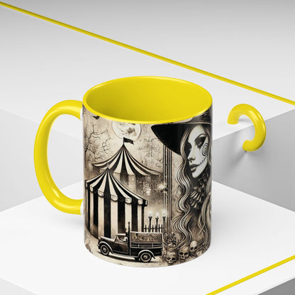 Creepy Circus Witch Mug | Vintage Halloween Accent Coffee Mug (11oz/15oz)