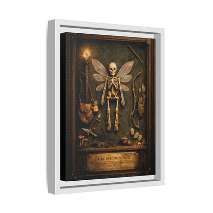 Fairy Specimen No. 2 Framed Canvas Print – Skeletal Fairy Wall Art, Dark Curiosity Cabinet Decor