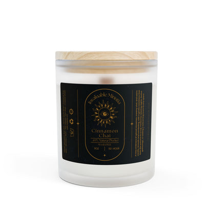 Cinnamon Chai Candle – Luxury Coconut-Soy, Wooden Wick, 11oz Frosted Glass (Free U.S. Shipping)