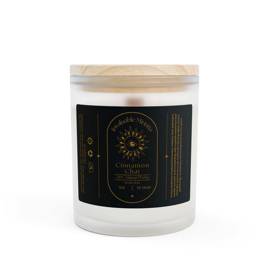 Cinnamon Chai Candle – Luxury Coconut-Soy, Wooden Wick, 11oz Frosted Glass (Free U.S. Shipping)