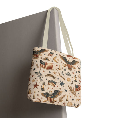 Americana Symbol Styled Canvas Tote Bag