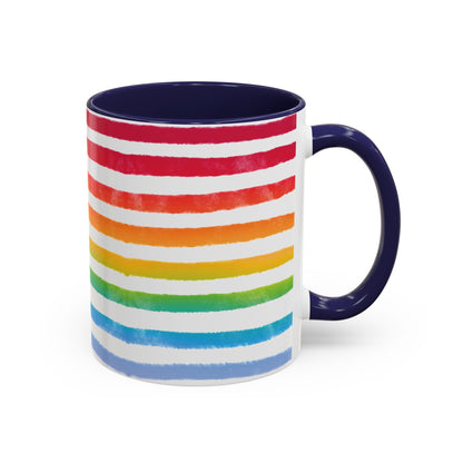 🌈 Bold Rainbow Stripes Pride Mug | 11oz/15oz | Purple Accent