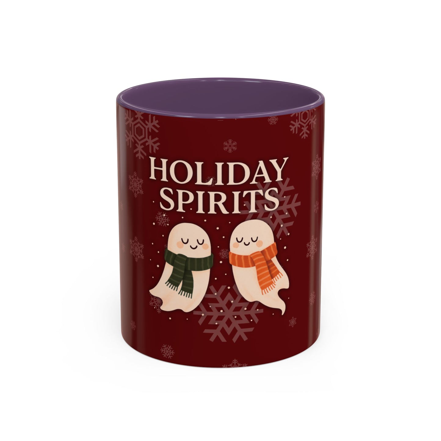 Holiday Spirits Ghost Mug – Cute Christmas Coffee Cup (11oz & 15oz, High-Gloss Accent Colors)