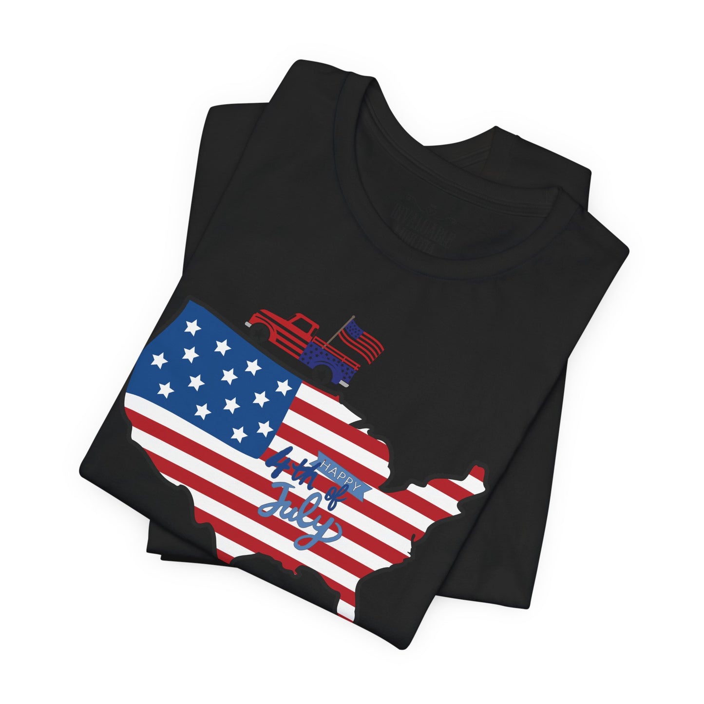 All-American USA Map & Truck Tee – Unisex Bella+Canvas Jersey Tee - 4th of July T-Shirt