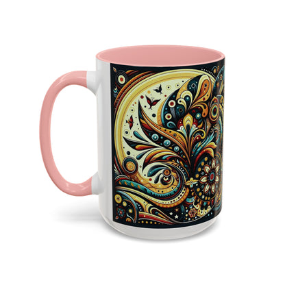 ☕️ Accent Coffee Mug (11, 15oz) – Beautiful Boho Style Graphic 🌿