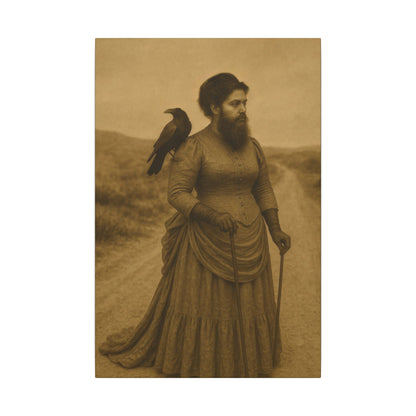 Bearded Lady with Crow – Matte Canvas Print (Gallery-Wrapped) 0.75"