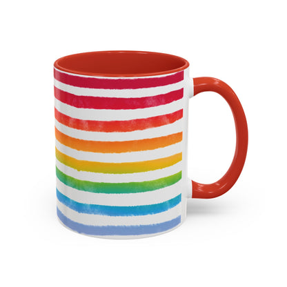 🌈 Bold Rainbow Stripes Pride Mug | 11oz/15oz | Purple Accent