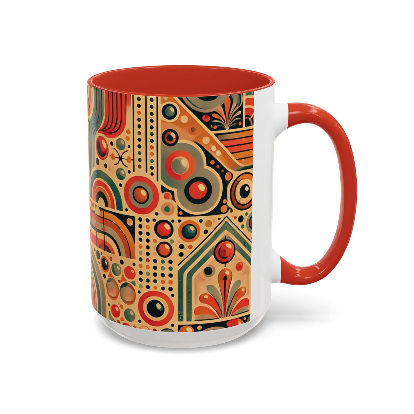 🌿 Retro Boho Accent Coffee Mug | 11oz & 15oz Ceramic Cup | Custom Colors Available