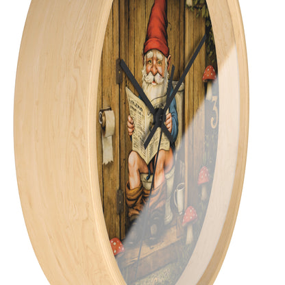 Funny Gnome Toilet Wall Clock – “Occupied” Bathroom Decor 10"