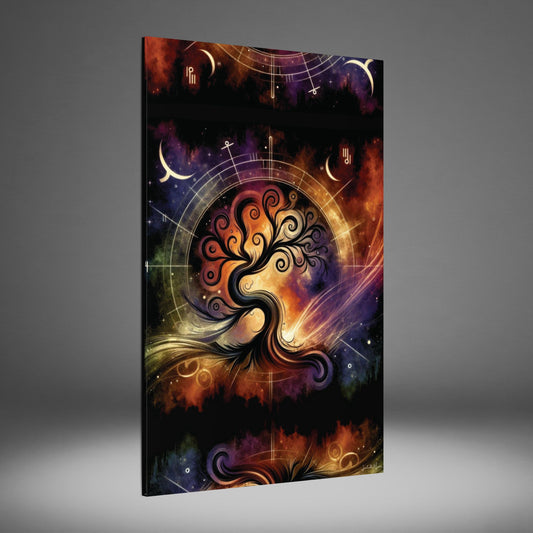 Cosmic Tree of Life – Celestial Galaxy Canvas Print (0.75" Stretched) | Mystical Boho Wall Art