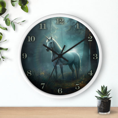Mystical Unicorn Wall Clock – Enchanted Forest Fantasy 10" Decor