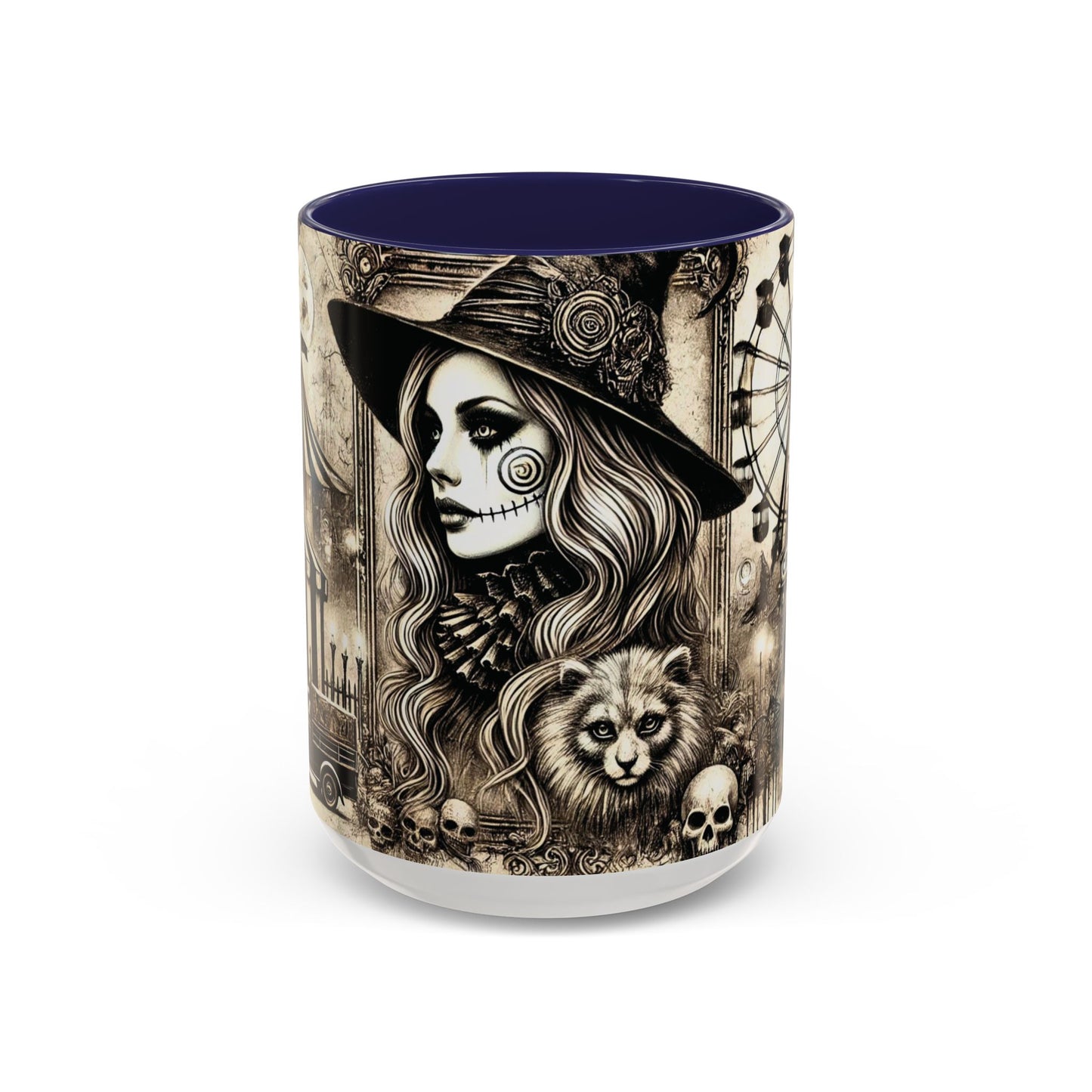 Creepy Circus Witch Mug | Vintage Halloween Accent Coffee Mug (11oz/15oz)