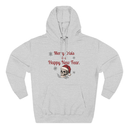 Merry Crisis & a Happy New Fear Hoodie — Gothic Christmas Skull, Premium Lane Seven Fleece (S–2XL)