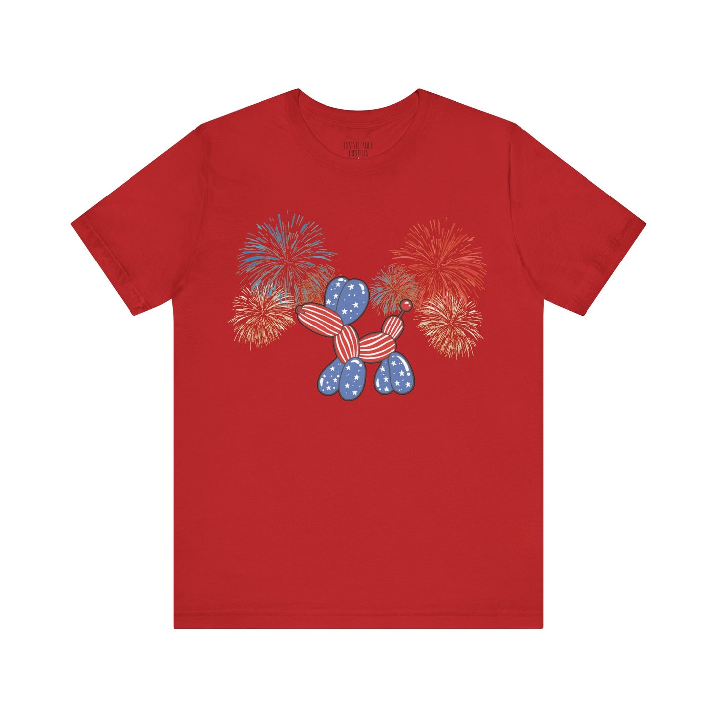 Patriotic Balloon Animal Tee, Fourth of July Shirt, Independence Day Apparel, Fireworks Unisex T-shirt, Bella + Canvas