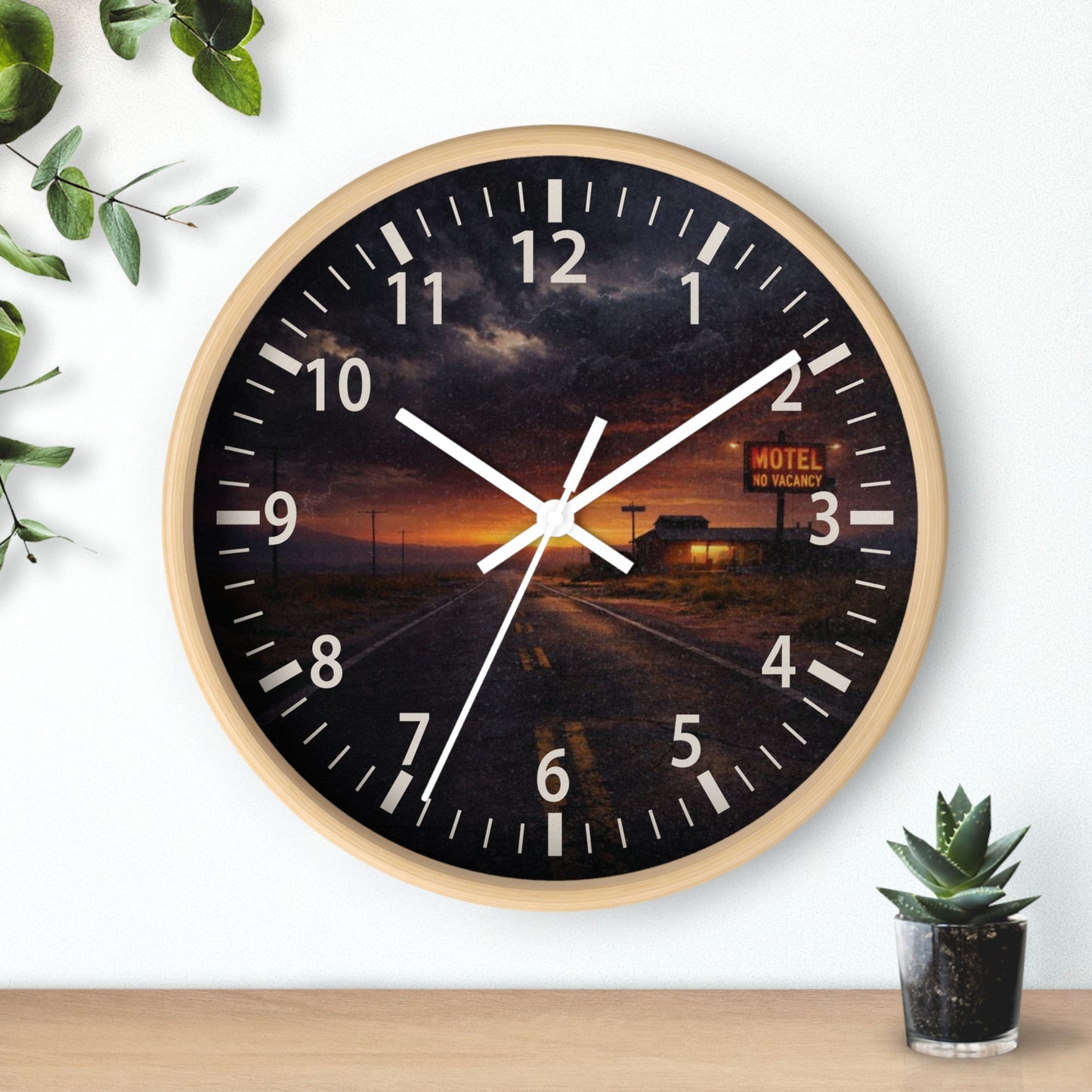 Still Here - Desert Motel No Vacancy Road Premium Wall Clock