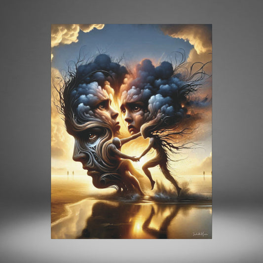 The Insatiable Lovers – Surreal Fantasy Canvas Wall Art | Premium Stretched Print