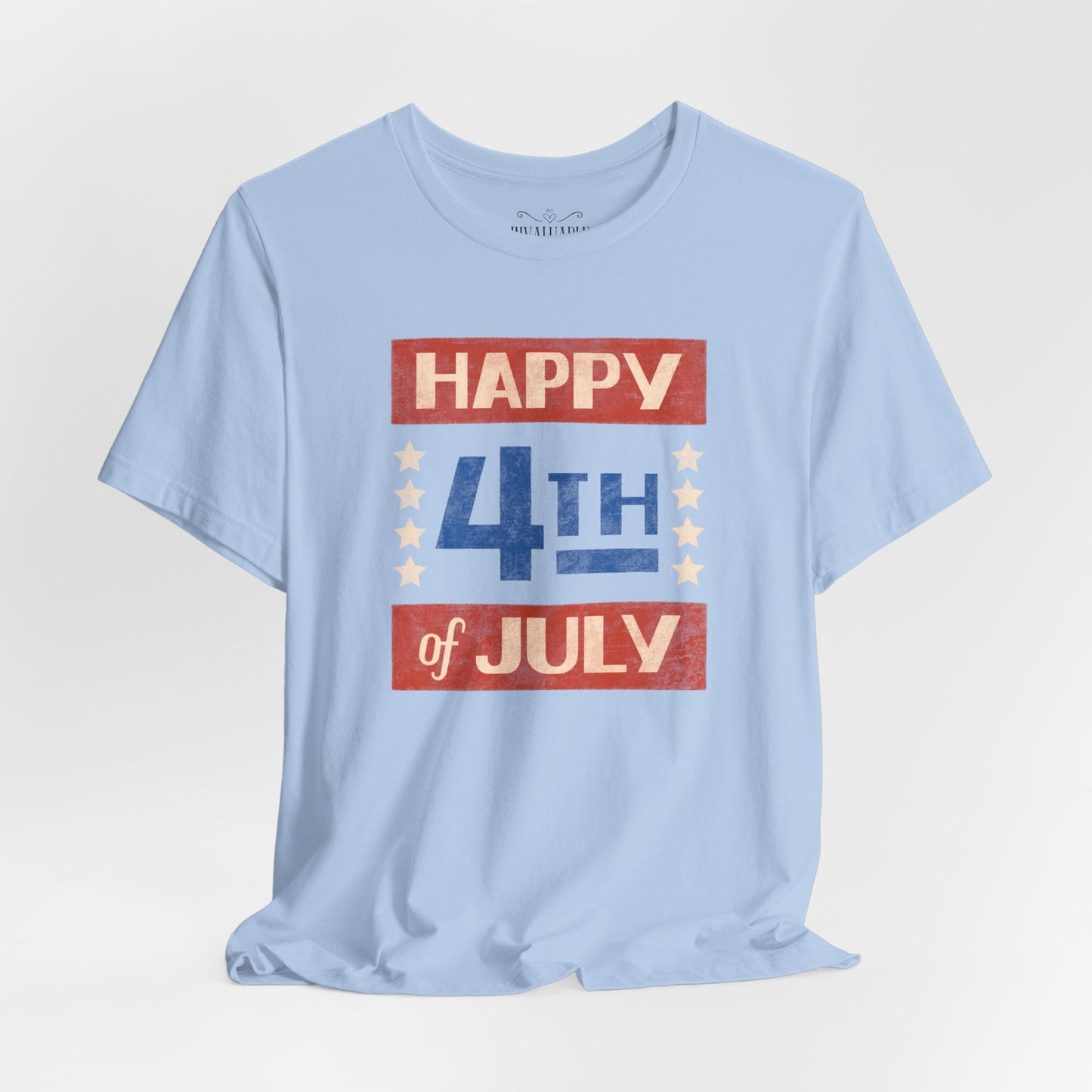 Happy 4th / Land of the Free Tee – Dual-Sided Print – Unisex Bella + Canvas Jersey T-Shirt