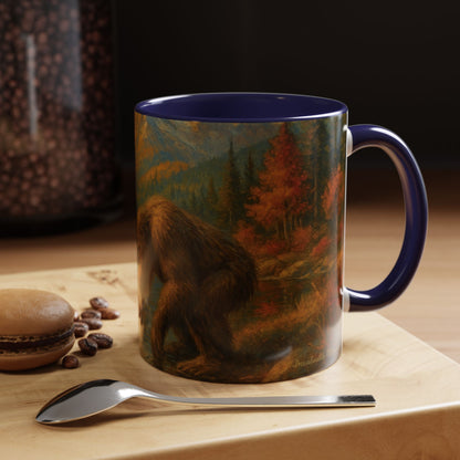 Bigfoot River Scene Mug | Autumn Wilderness Accent Coffee Mug (11oz/15oz)