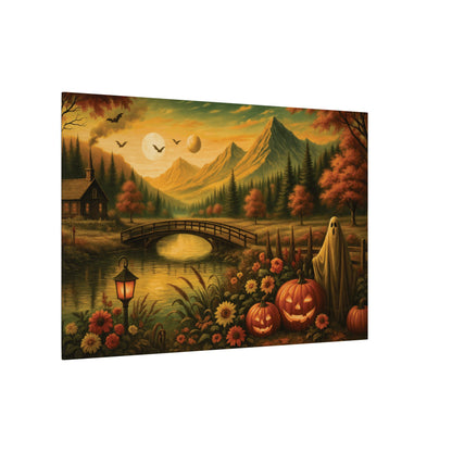 Ghost in the Garden – Autumn Halloween Landscape Canvas Print