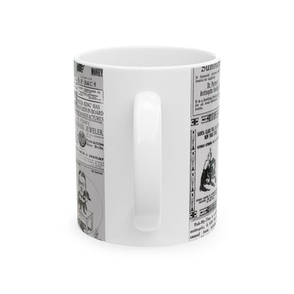 Occult Americana Coffee Tea Mug | 1800s Early 1900s Vintage Newspaper Ad Collage Ceramic Mug 2 - 11oz and 15oz