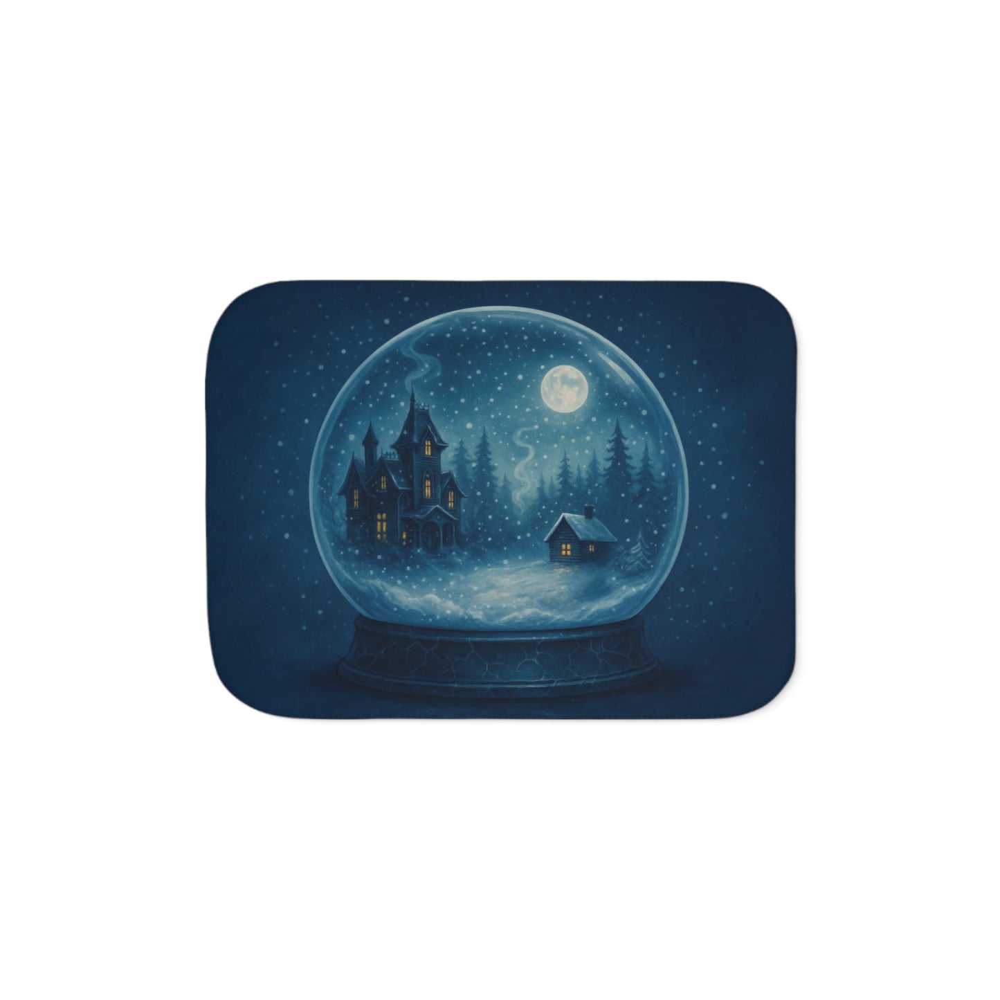 Haunted House Winter Snowglobe Sherpa Blanket – Enchanted Gothic Holiday Throw