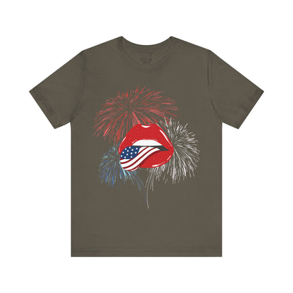 American Flag Lips Tee – Unisex Bella + Canvas Jersey Tee - 4th of July