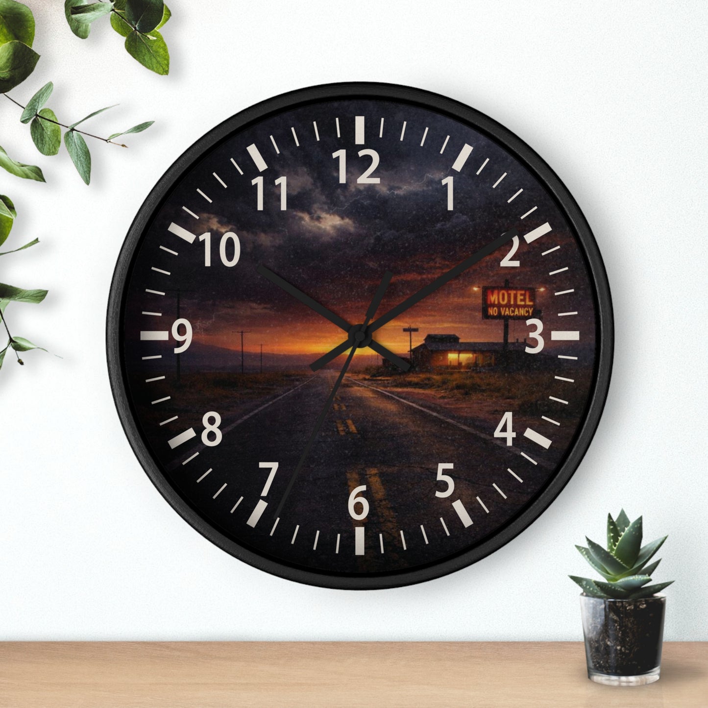 Still Here - Desert Motel No Vacancy Road Premium Wall Clock