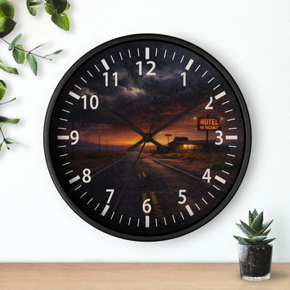 Still Here - Desert Motel No Vacancy Road Premium Wall Clock