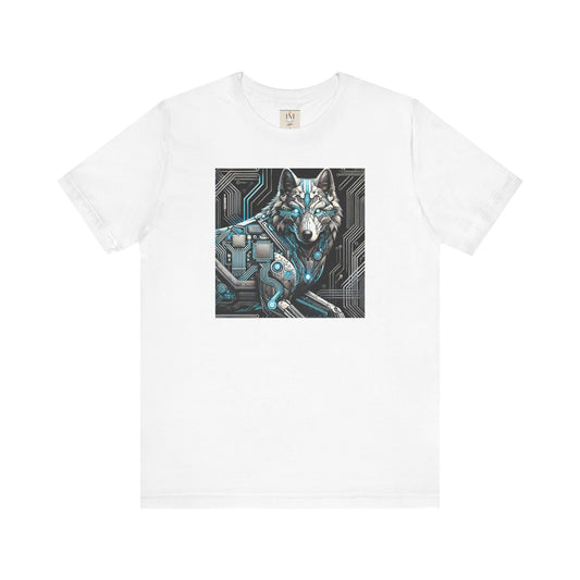 Tech Cyber Wolf Unisex Jersey Tee - Futuristic Animal Print Animal T-Shirt
