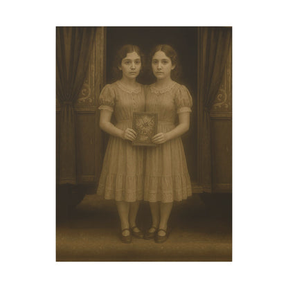 Conjoined Twins – Matte Canvas Print (Gallery-Wrapped) 0.75" – Vintage Circus-Inspired Canvas Wall Art