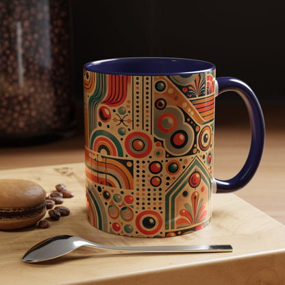 🌿 Retro Boho Accent Coffee Mug | 11oz & 15oz Ceramic Cup | Custom Colors Available