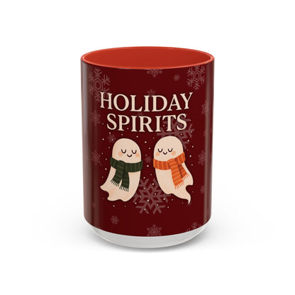 Holiday Spirits Ghost Mug – Cute Christmas Coffee Cup (11oz & 15oz, High-Gloss Accent Colors)