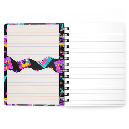 Spiral-Bound Glossy Cover Journal – “Retro Daydream” 80s-Inspired Funky Notebook, Diary, Journal