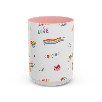 Minimalist Pride Accent Mug | LGBTQ+ Love Ceramic Cup | 11oz & 15oz